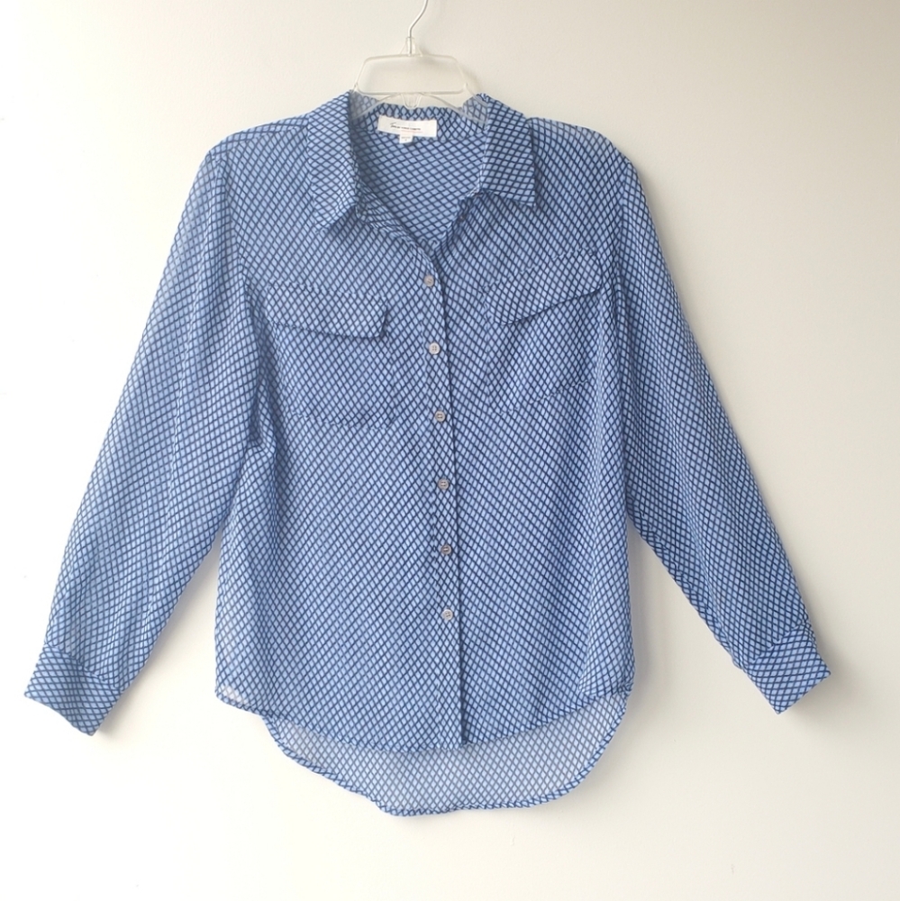 Vince Camuto Sheer Button Down Blouse